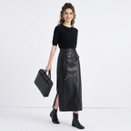 Elegant Straight Leather Skirt
