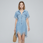 Fashionable Fringed Denim Skirt