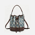 Drawstring Print Bucket Bag