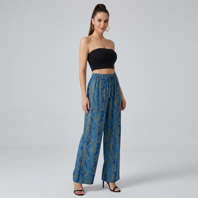Loose-fitting Straight-leg Printed Casual Pants