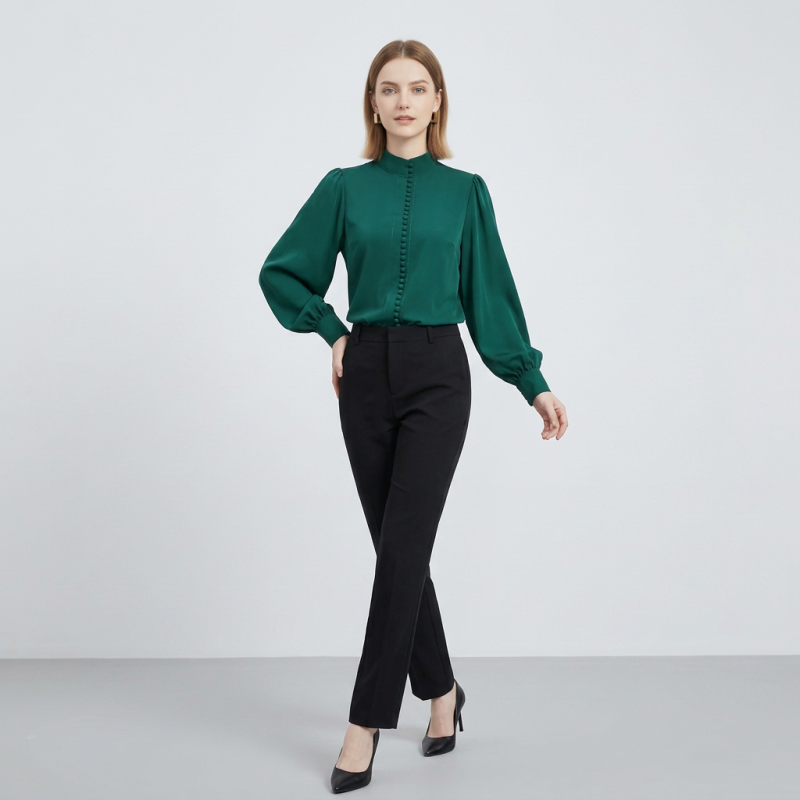 Stand-up Collar Textured Shirt