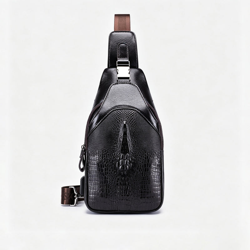 Crocodile-print Men's Chest Bag