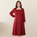 Square Neck Pleated Dress