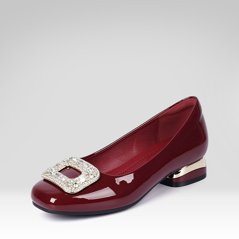 Rhinestone Square Buckle Single Shoes