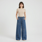Floral Wide-leg Jeans