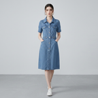 Stylish Collared Denim Skirt
