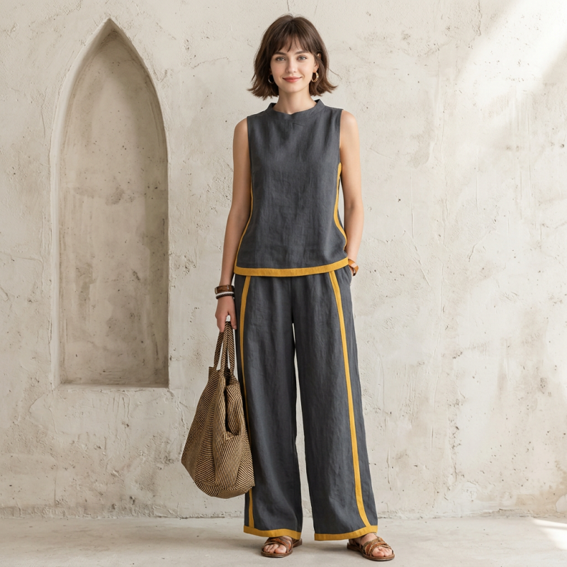 Color-blocked Stylish Two-piece Set