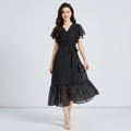 V-neck Polka Dot Dress