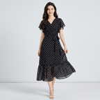 V-neck Polka Dot Dress