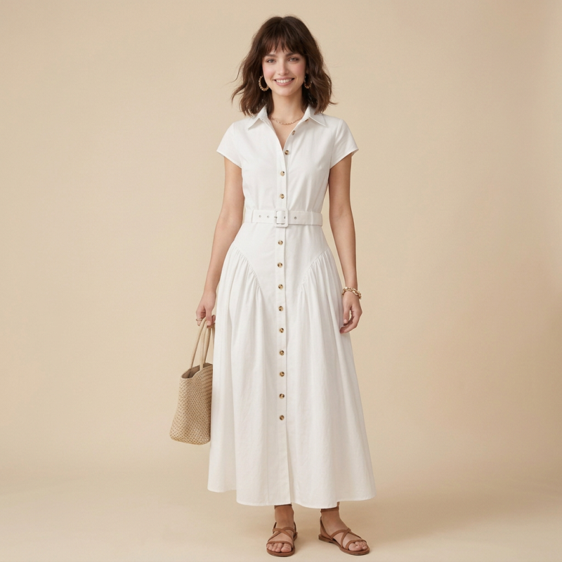 French-style Lapel Long Dress