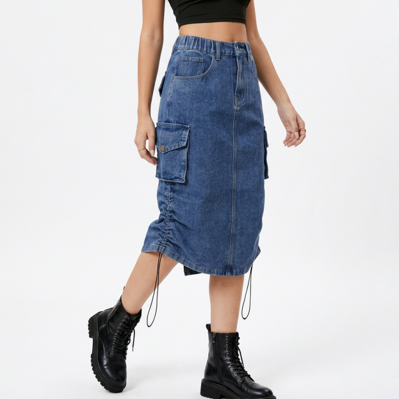 Denim Cargo Skirt