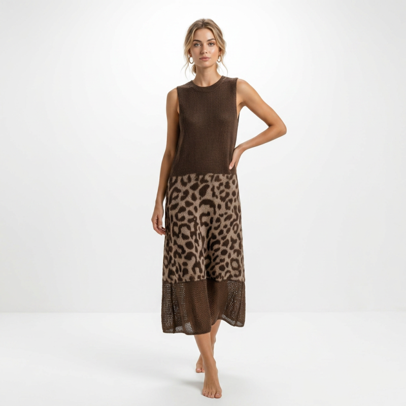 Leopard Print Sleeveless Dress