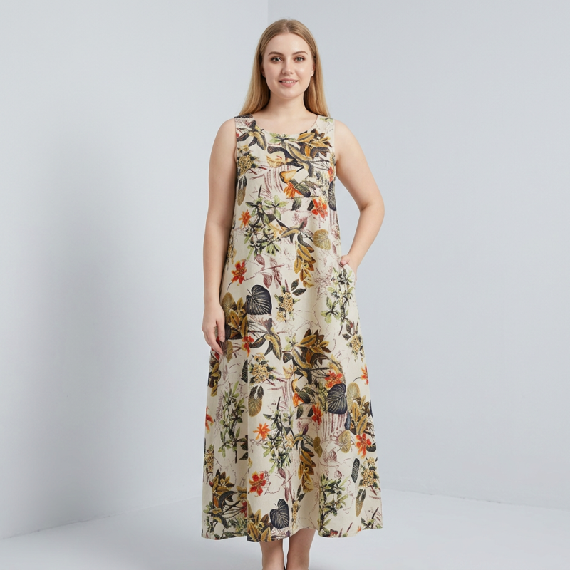 Artistic Floral Print Dress