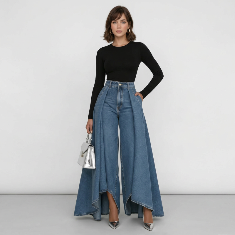 Irregular Wide-leg Jeans