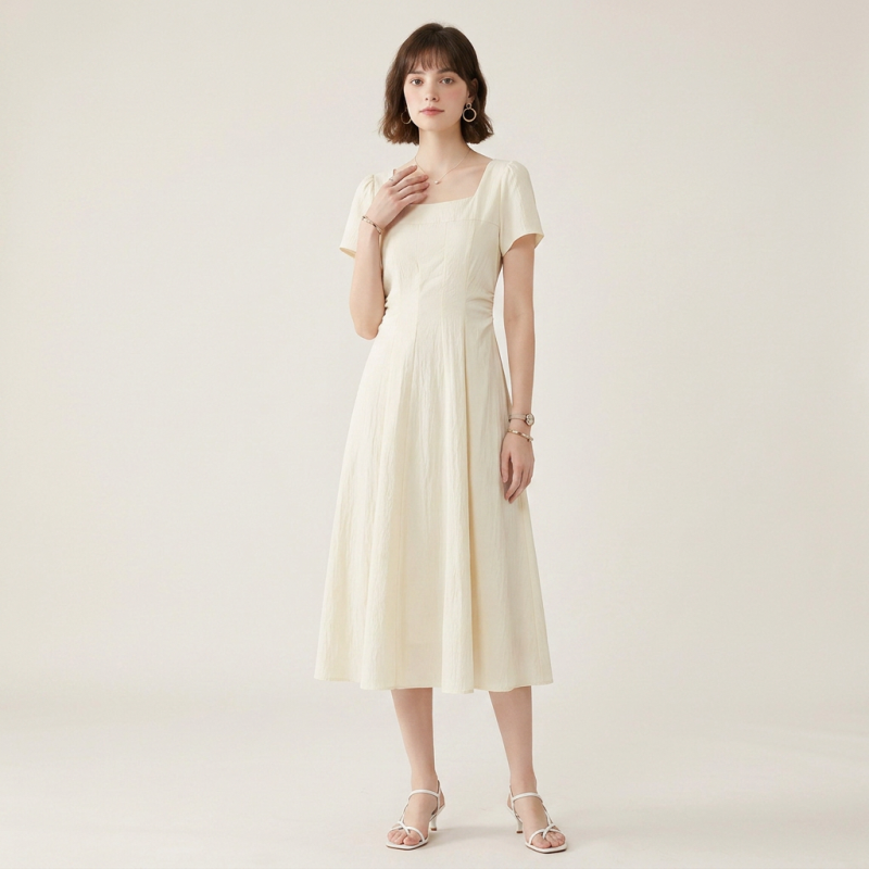 Light-colored Square Neck Dress