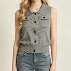 Double Pocket Knitted Vest
