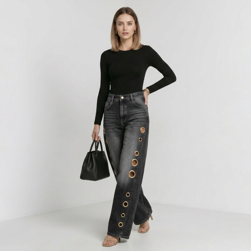 Trendy Metallic Denim Jeans