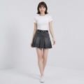 Pleated Denim Mini Skirt