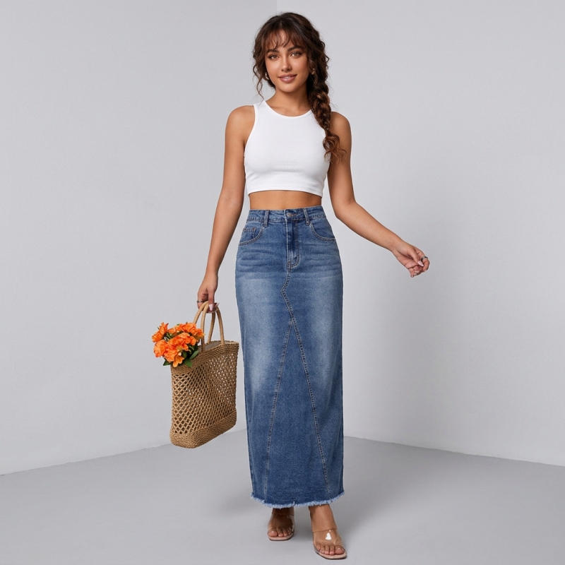 Fishtail Denim Skirt