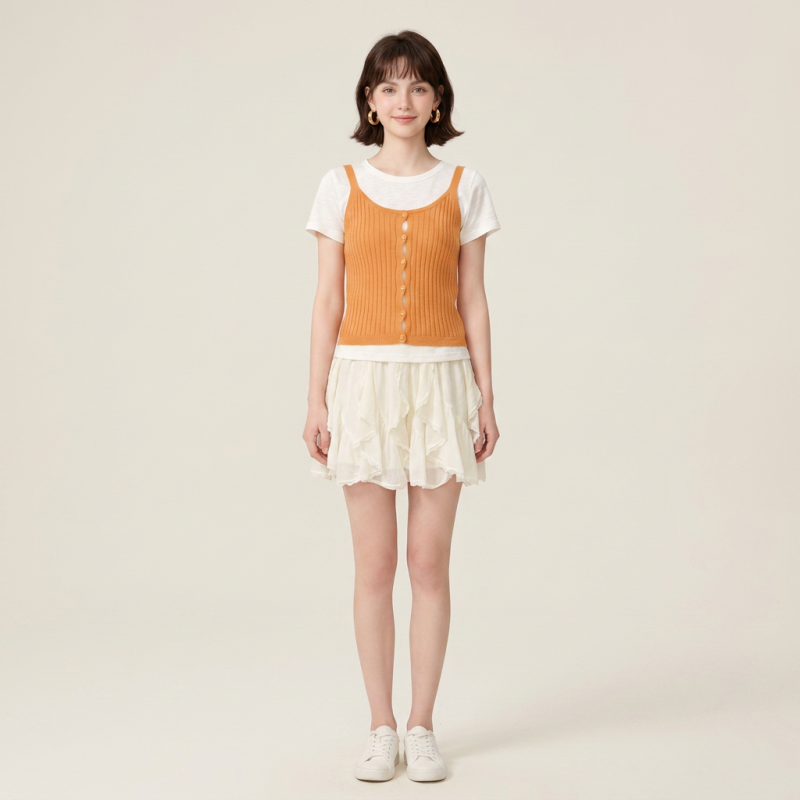 Faux Two-piece Knitted T-shirt