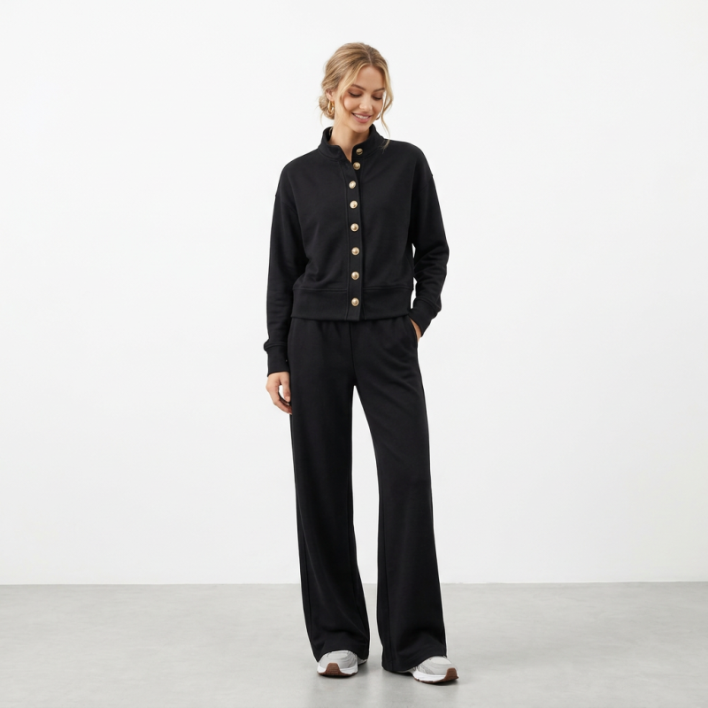Stand Collar Sweatshirt Set