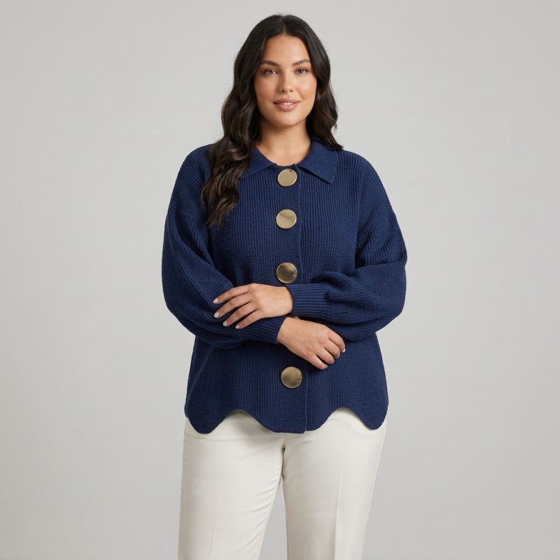Metal Buckle Knit Cardigan