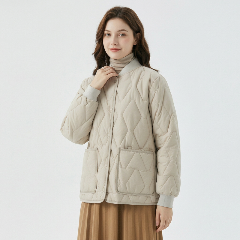 Ribbed Collar Thermal Cotton Coat