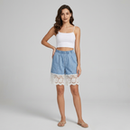 Lace Denim Shorts