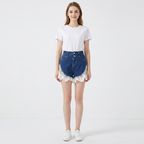Lace-trimmed Denim Shorts
