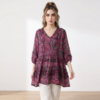 Three-quarter Sleeve Floral Top