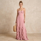 Ruffled Strapless Maxi Dress