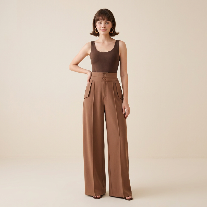 High-waisted Fashionable Curved Pants