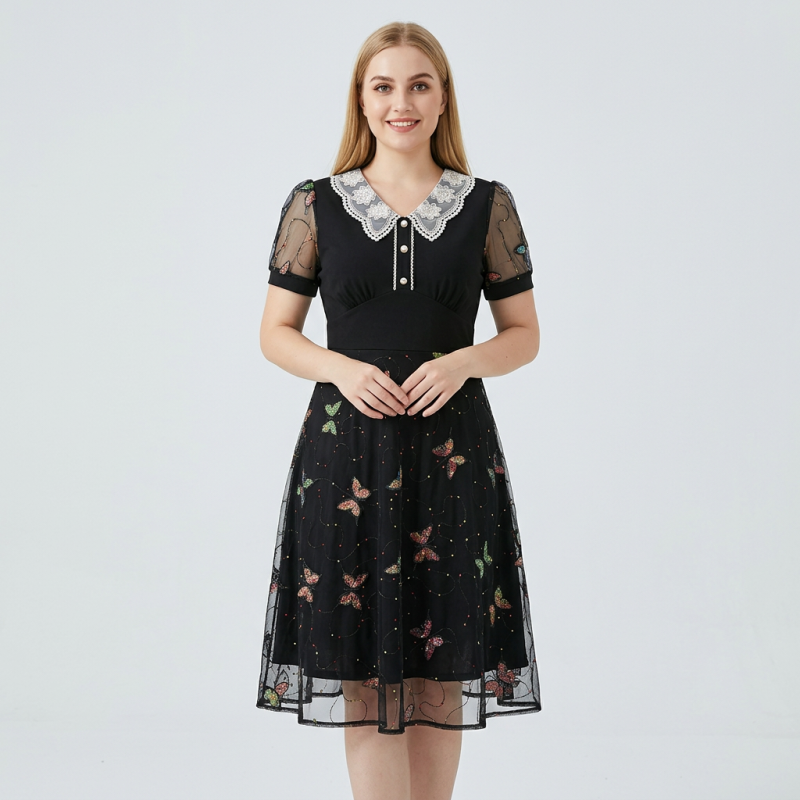Mesh Patchwork Dress