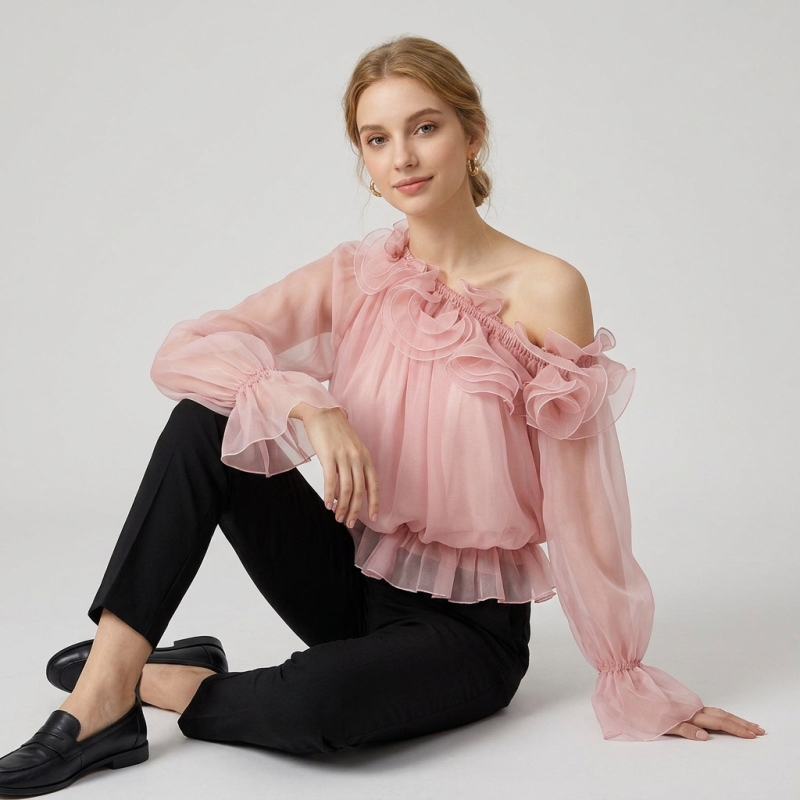 French-style Off-shoulder Shirt