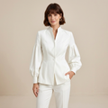 Waist-cinching Stand-up Collar Shirt