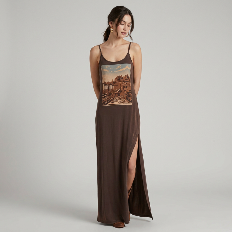 Retro Sleeveless Long Dress