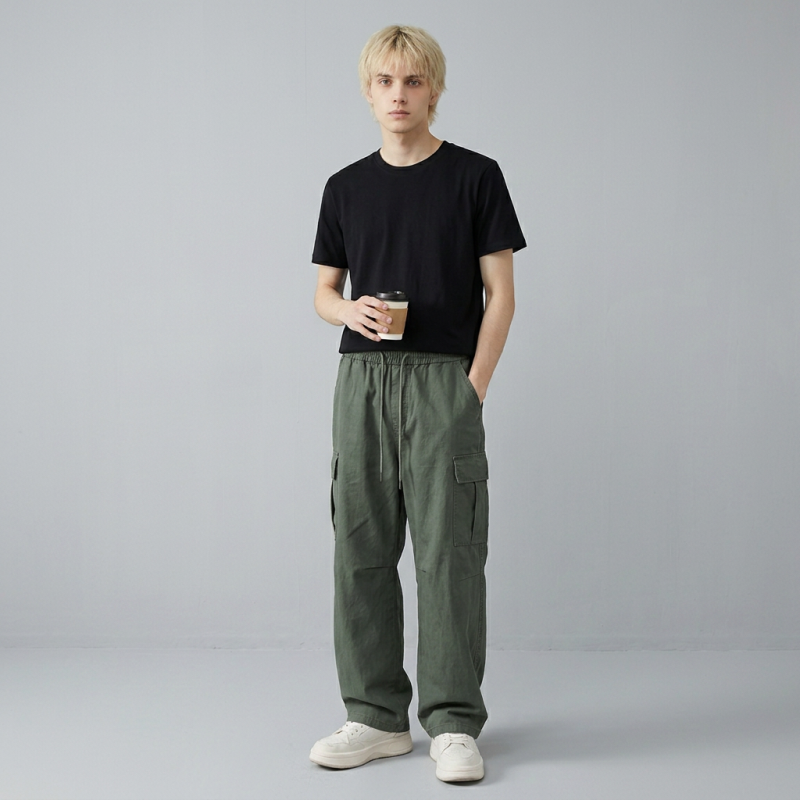 Loose-fitting Wide-leg Cargo Pants