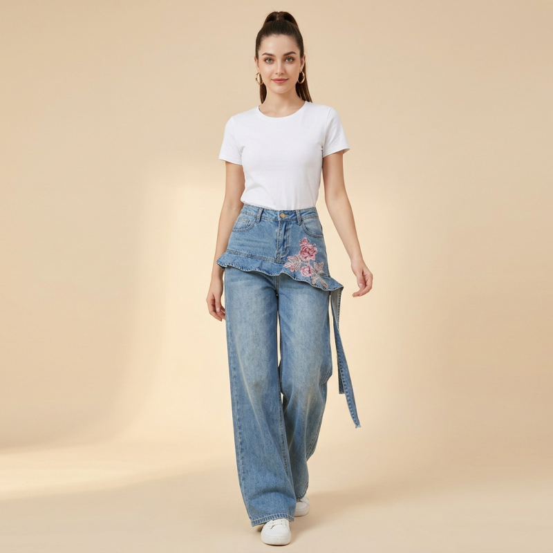 Retro Embroidered Jeans