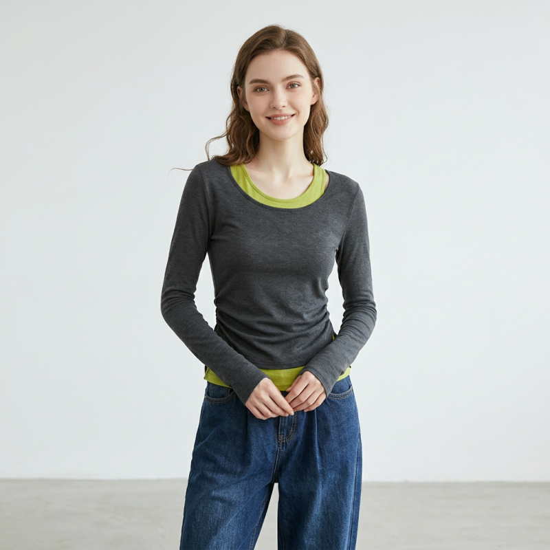 Color-blocked Faux Two-piece Top