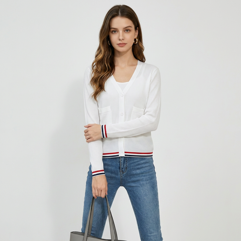 Stylish Color-blocked Striped Cardigan