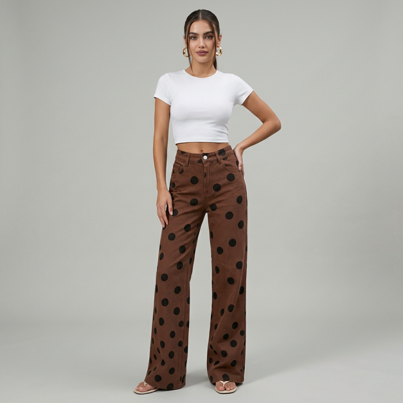 Casual Polka Dot Wide-leg Pants