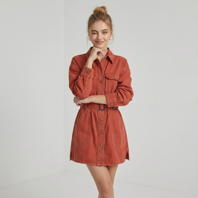Fashionable Workwear Shirt Dress