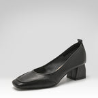 Square-toe Chunky Heeled Flats