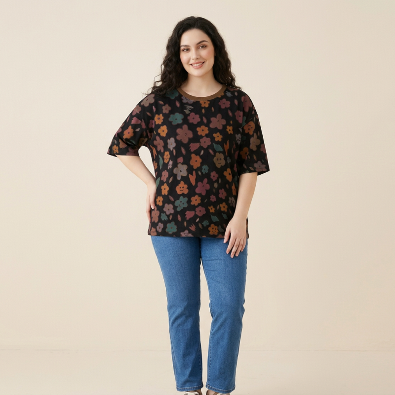 Loose-fitting And Slimming Short-sleeved Top