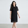 Short-sleeved Lace Dress With Chinese Knot Buttons