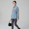 Leopard Print Patchwork Denim Shirt