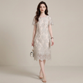 Embroidered Short-sleeved Dress