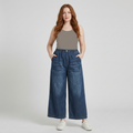 Elastic Waist Wide-leg Jeans