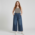 Elastic Waist Wide-leg Jeans