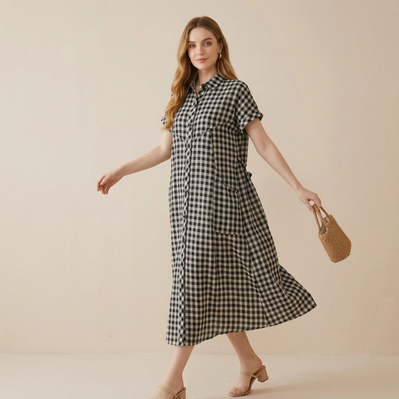 Slimming Plaid Dress